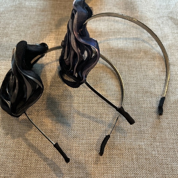 Set of 5 Organza Floral Headbands,Teal, Gray, and Pink, silver and purple - Picture 3 of 4